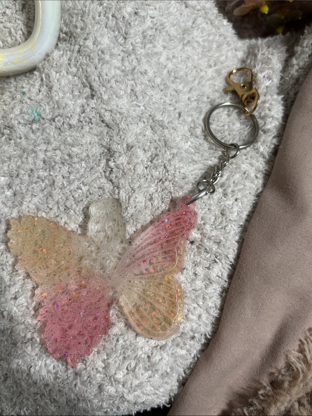 Butterfly Red and Yellow Keychain/pendant (handmade)